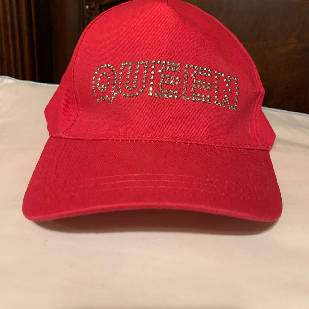 Red 'Queen' Cap with Rhinestones